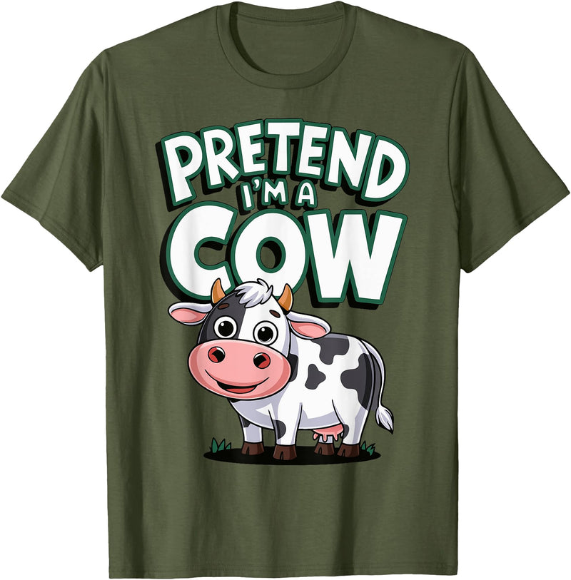 AnI'mal Cow Farm AnI'mal Halloween Costume Party Pretend I'm A Cow T-Shirt - Olive Green
