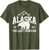 We Love Alaska - T-Shirts & Souvenirs Alaska The Last Frontier EST 1959 Grizzly Bear Mountains T-Shirt - Olive Green