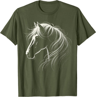 Funny Horse Riding Gifts Horse Silhouette Horse Riding Lover T-Shirt - Straight - Olive Green