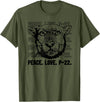 P22 Mountain Lion Tee Shirts for Nature Lovers P-22 Mountain Lion Legend LA California Art P22 Peace Love T-Shirt - Olive Green