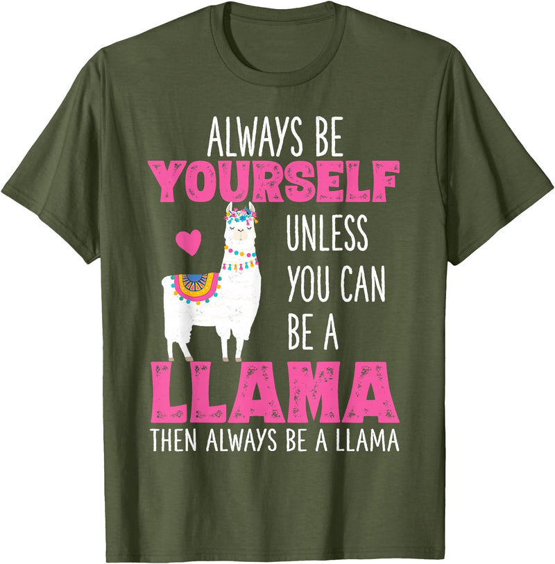 Llama Shirts by Memme Cute Funny Llama Shirt Llamas Lover Shirts Girls Women T-Shirt - Olive Green