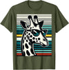 DESIGN BY TEERA Funny Giraffe Vintage Sunglasses African Animal Lover T-Shirt - Olive Green