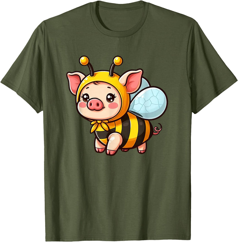 Funny Mini Pig Gifts Mini Pig Bee Pet Funny Animal T-Shirt - Olive Green
