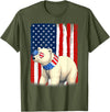 Patriotic USA Flag Polar Bear 4th of July Co. Polar Bear US America Flag Men Women 4th of July Patriotic T-Shirt - Olive Green