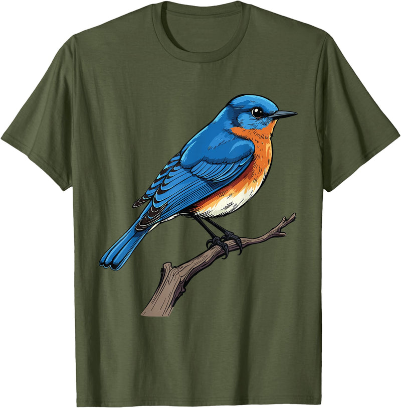 Eastern Bluebird by AKH Eastern Bluebird T-Shirt - Olive Green