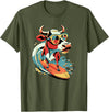 Surfing Cow Catching a Wave Surfer Design Co. Surfing Cow Catching a Wave Farmer Surfer Surf Time T-Shirt - Olive Green