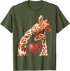 New Mom Giraffe Tees for Women Baby and Giraffe Mom Shirt New Mom Heart Cute Giraffe T-Shirt - Olive Green