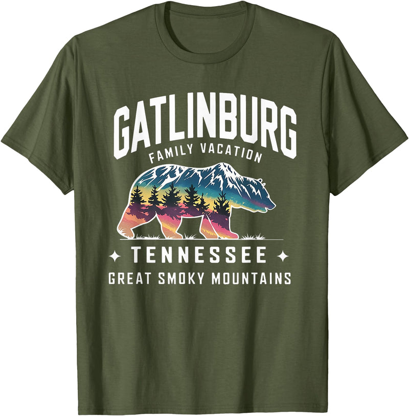 Gatlinburg Family Vacation Tees Family Vacation Mountains Gatlinburg Tennessee Bear Souvenir T-Shirt - Olive Green