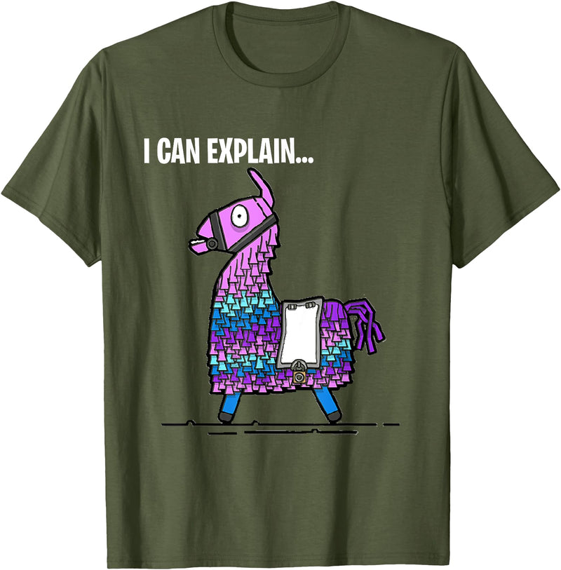 Funny gaming T-Shirts Loot Llama I Can Explain Gaming T-Shirt T-Shirt - Olive Green