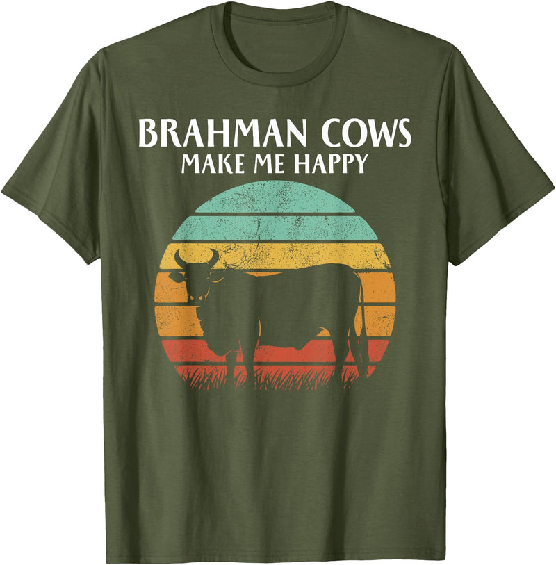 brahman cows make me happy T-Shirt - Olive Green