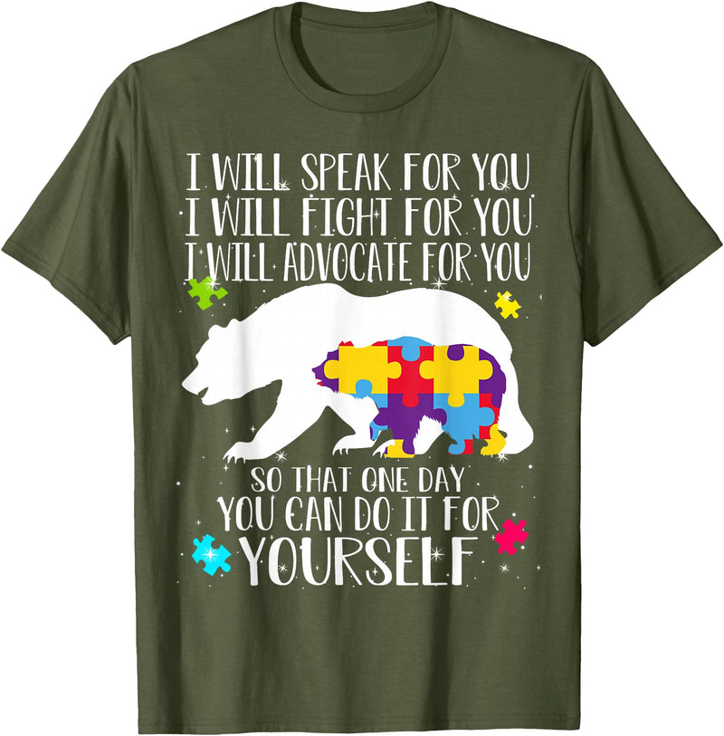 Mama Papa Bear Shirt Autism Awareness Shirt For Women Men T-Shirt - Olive Green