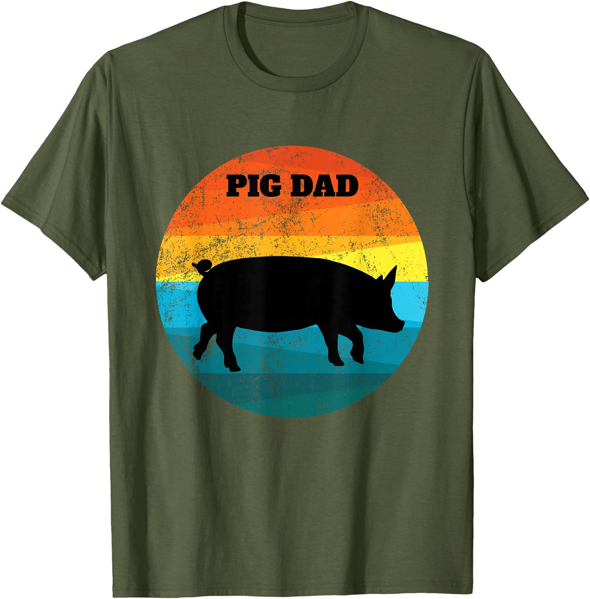 Cute Pot Belly Bellied Pig Owner Farmer PIG Lover Pot Belly PIG DAD Vintage Retro Men Women Kids Teen Tee Gift T-Shirt - Olive Green
