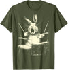Cute Rabbit Playing Drums Funny Music Animal Drummer Graphic T-Shirt in Olive Green