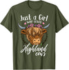 Scottish Highland Cow Lovers Scottish Highland Cow Just a Girl Who Loves Highland Cows T-Shirt Small - Olive Green