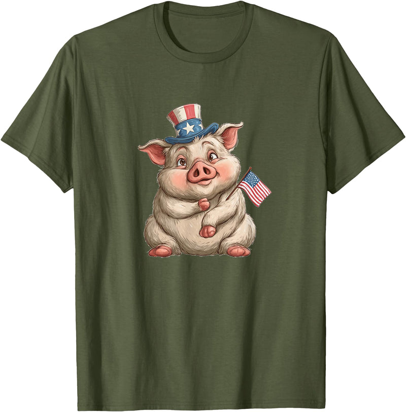 USA Pig Outfit Awesome US Pig T-Shirt - Olive Green