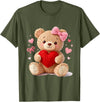 Cute Crochet Valentine Love Art Studio Be My Valentine Cute Crochet Yarn Teddy Bear Love T-Shirt - Olive Green