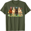 Easter Day Bunny Rabbit Horse Lover Equestrian Horse Riding T-Shirt in Olive Green