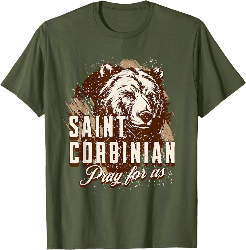 Happy Catholics St Corbinian German Saints German Catholic Bear T-Shirt - Olive Green