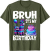 Llama Lover Gift Co. Bruh Its My Birthday Llama Pinata T-Shirt - Olive Green