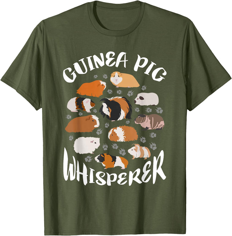 Guinea Pig Whisperer Funny Gift Guinea Pig Lover Shirt T-Shirt - Olive Green