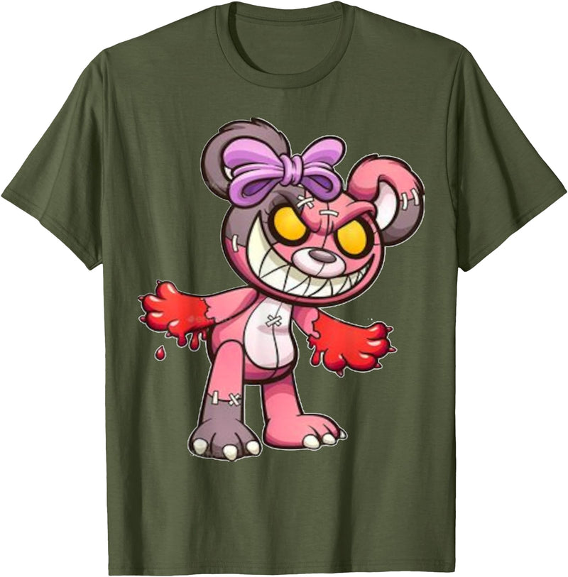 Teddybär Bad and Cute Teddy Bear T-Shirt - Olive Green