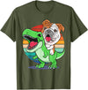 English Bulldog Funny Dinosaur Kids Mom Gift Tees Funny English Bulldog Riding Cute T-Rex Dinosaur Dog Mom T-Shirt - Olive
