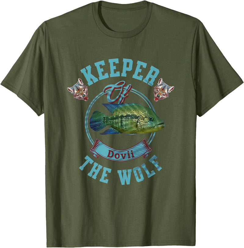 Cichlid Fish Tank Tees Wolf Cichlid Dovii Cichlid Monster Aquarium Fish Lovers T-Shirt - Olive Green