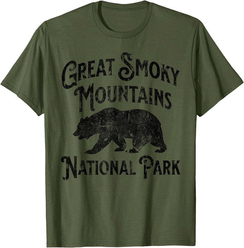Great Smoky Mountains National Park Tennessee USA Great Smoky Mountains National Park Tennessee Hike Bear T-Shirt - Olive Green