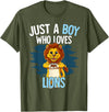 Lion Lover Gift Just A Boy Who Loves Lions Lion T-Shirt - Olive Green