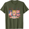 Farmer 4th Of July Costume 1776-2026 Proud 250th Freedom 4th July Three Cute Pigs T-Shirt - Olive Green