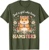 Just a Girl Who Loves Hamsters Cute Floral Pet Aesthetic T-Shirt - Olive Green