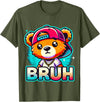 Magical and Funny Teddybear Gifts Hip Hop Teddy Bear Bruh T-Shirt - Olive Green