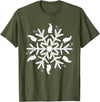 Snowflake Christmas Rabbit T-Shirt in Olive Green
