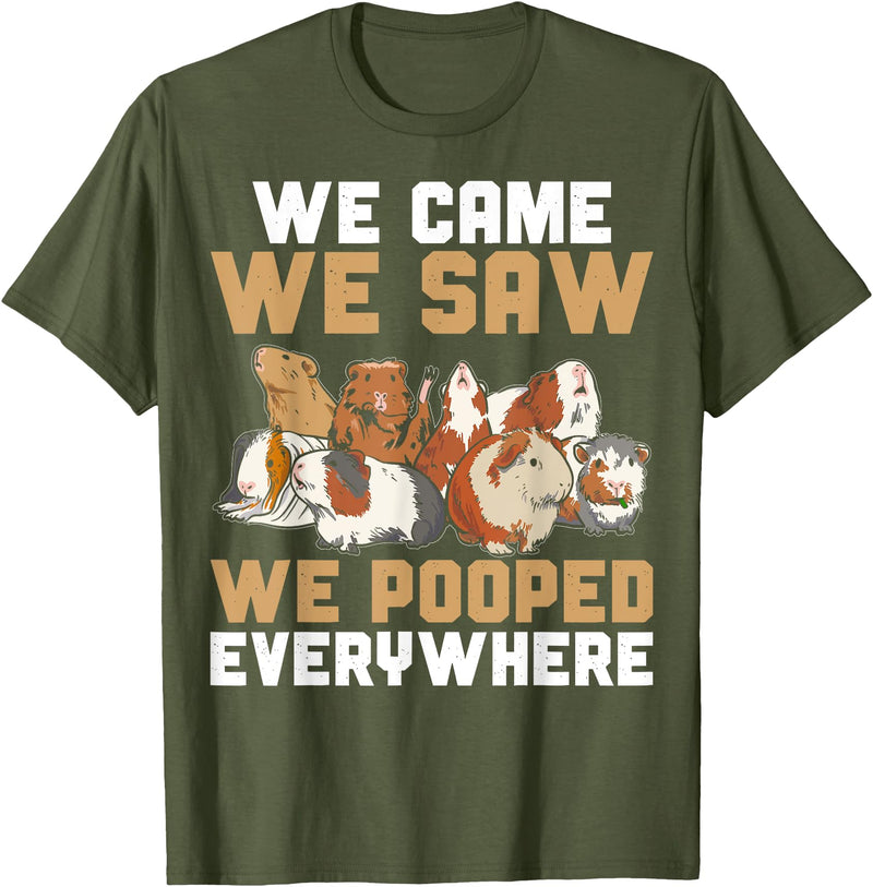 Guinea Pig Lover Clothing Funny Guinea Pig We Came We Saw We Pooped Everywhere T-Shirt - Olive Green