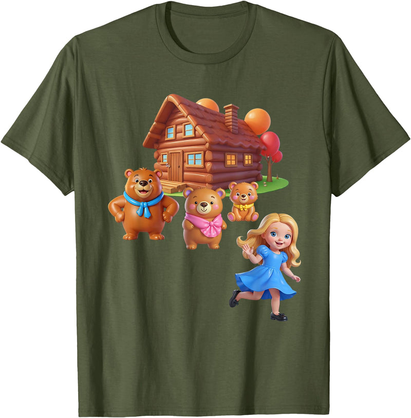 Storybook & Fairytale World Book Day Costumes Goldilocks and the Three Bears Costume for Women, Men, Kids T-Shirt - Olive Green