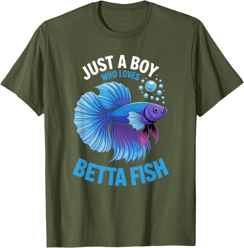 Betta Fish Shirts & Gifts for Boys Boys Betta Fish T-Shirt - Olive Green