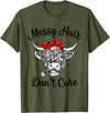 Highland Cow Cattle Bandana Messy Hair Women Girls Scottish Highland Cow Cattle Bandana Messy Hair Don't Care T-Shirt -