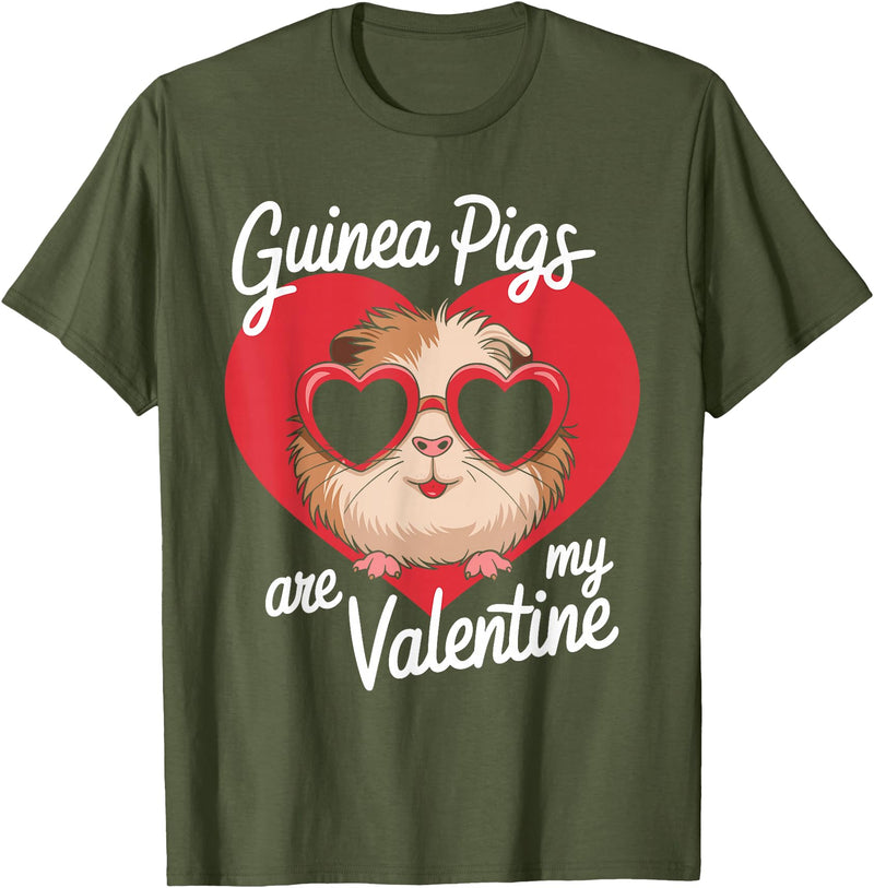 Funny Guinea Pig Lover Apparel for Kids Women Guinea Pigs Are My Valentine Cute Rodent Valentines Day T-Shirt - Olive Green