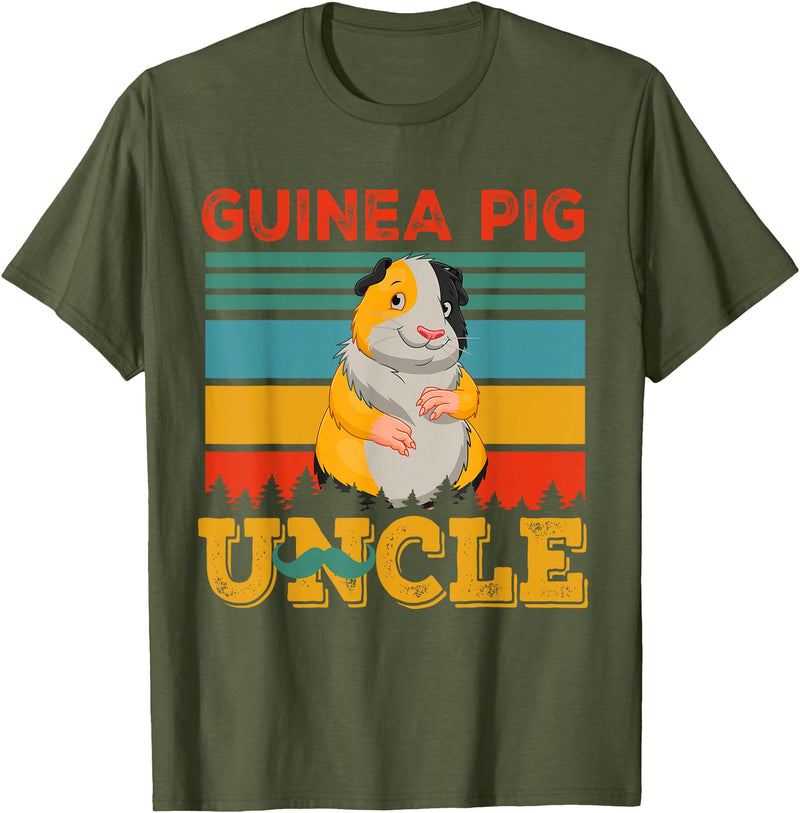 Rodent Father's Day Costume Vintage Retro Guinea Pig Uncle Matching Rodent Lover Family T-Shirt - Olive Green