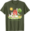 Little Barnyard Farm Apparel For Toddler & Kids Barnyard Buddies Cute Cow Sheep Pig Hen On The Farm Barnyard T-Shirt - Olive Green