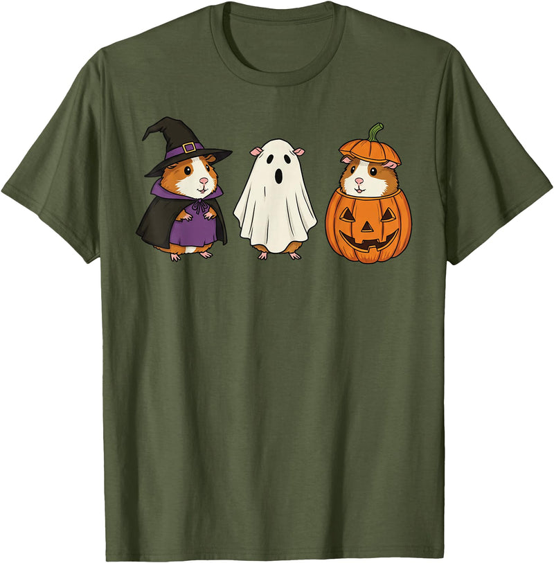 Funny Halloween Guinea Pig Costume Guinea Pig Halloween Ghost Pumpkin Funny Guinea Pig Women T-Shirt - Olive Green