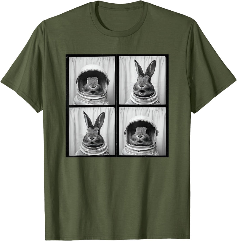 Vintage Rabbit Astronaut T-Shirt in Olive Green