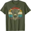 Scottish Highland Cow Lovers men woman kids Scottish Highland Cow Cattle Hairy Cow Retro for Cow Lovers T-Shirt - Olive Green