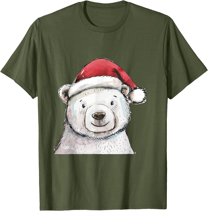 Merry Christmas Gifts For The Whole Family Christmas Holiday Season Xmas Polar Bear T-Shirt - Olive Green
