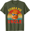 Rodent Father's Day Costume Vintage Retro Guinea Pig Uncle Cute Guinea Pig Sunglasses T-Shirt - Olive Green