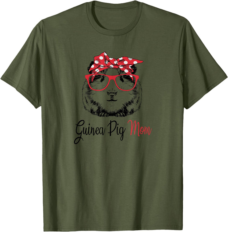 Funny Love Cavy Mom Gifts T Shirts & Hoodies Womens & Girls Kids Cute Wheek Lover Mama Guinea Pig Mom T-Shirt - Olive Green
