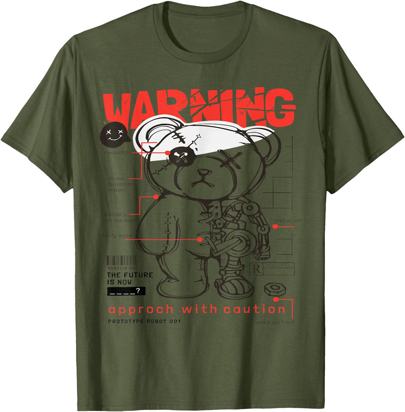 Prototype Robot Teddy Bear Funny T-Shirt - Olive Green