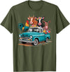 Farm Pickup Truck Farm animals Cow Girl Wife Tee Vintage Pickup Truck Farm Animals Rooster, Cow, Pig, Donkey T-Shirt - Olive
