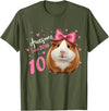 Funny Guinea Pig Birthday Party Girls 10 Years Old Guinea Pig Birthday for Girls 10th Bday T-Shirt - Olive Green