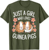 Just a Girl Who Loves Guinea Pigs Guinea Pig For Girls Teenagers Guinea Pigs Adoption T-Shirt - Olive Green